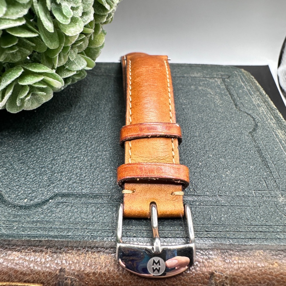 Brown Leather Michele watch band 18mm